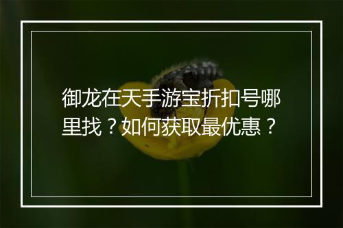 御龙在天手游宝折扣号哪里找?如何获取最优惠?