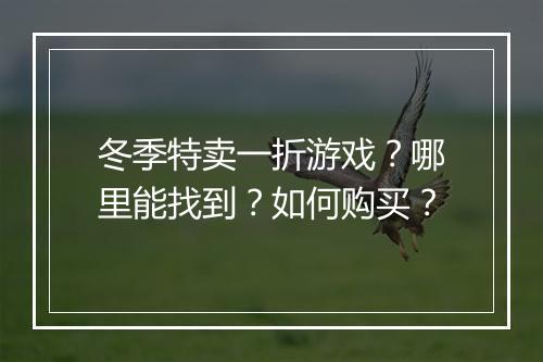 冬季特卖一折游戏？哪里能找到？如何购买？