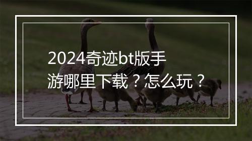 2024奇迹bt版手游哪里下载？怎么玩？