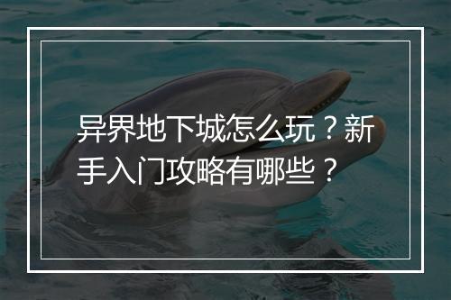 异界地下城怎么玩？新手入门攻略有哪些？