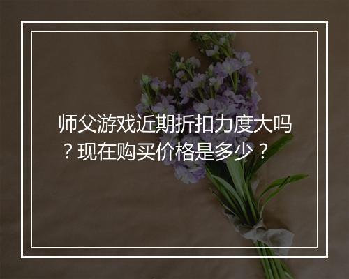 师父游戏近期折扣力度大吗？现在购买价格是多少？