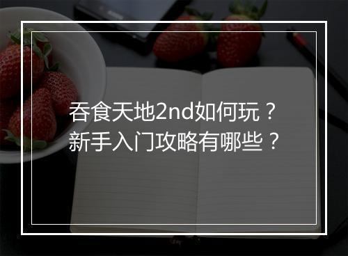 吞食天地2nd如何玩?新手入门攻略有哪些?