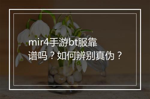 mir4手游bt服靠谱吗?如何辨别真伪?