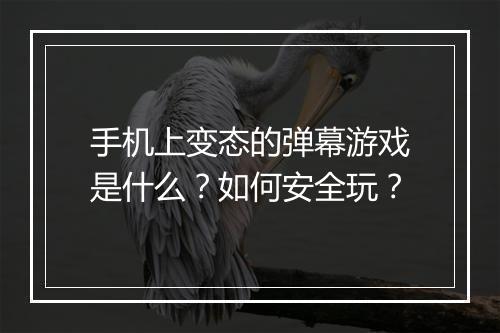 手机上变态的弹幕游戏是什么?如何安全玩?