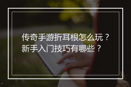 传奇手游折耳根怎么玩？新手入门技巧有哪些？