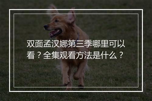 双面孟汉娜第三季哪里可以看?全集观看方法是什么?