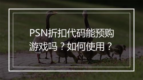 PSN折扣代码能预购游戏吗？如何使用？