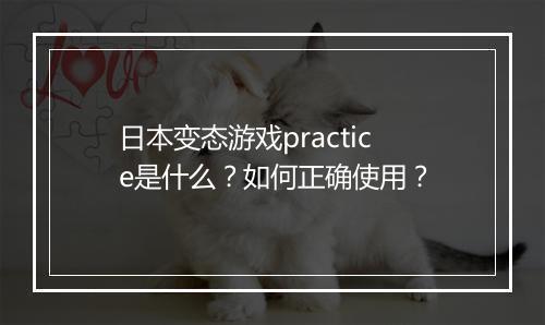 日本变态游戏practice是什么？如何正确使用？