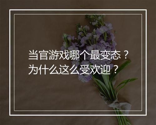 当官游戏哪个最变态？为什么这么受欢迎？
