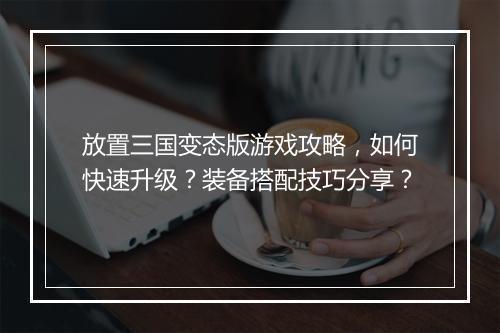 放置三国变态版游戏攻略,如何快速升级?装备搭配技巧分享?