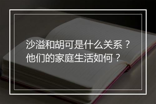 沙溢和胡可是什么关系？他们的家庭生活如何？