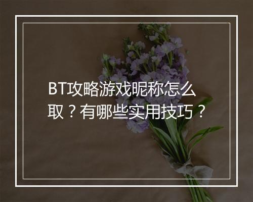 BT攻略游戏昵称怎么取？有哪些实用技巧？