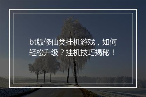 bt版修仙类挂机游戏,如何轻松升级?挂机技巧揭秘!