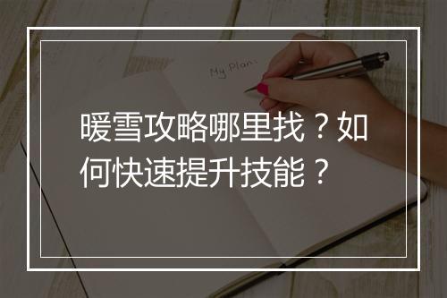 暖雪攻略哪里找？如何快速提升技能？