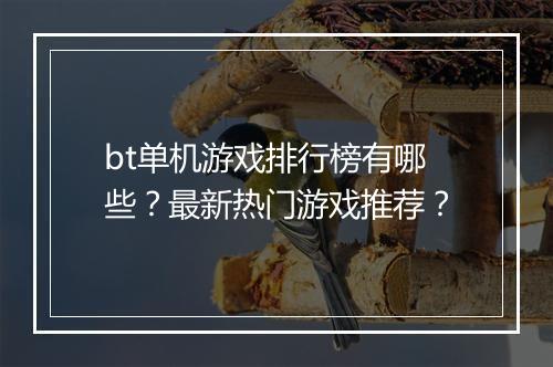 bt单机游戏排行榜有哪些?最新热门游戏推荐?
