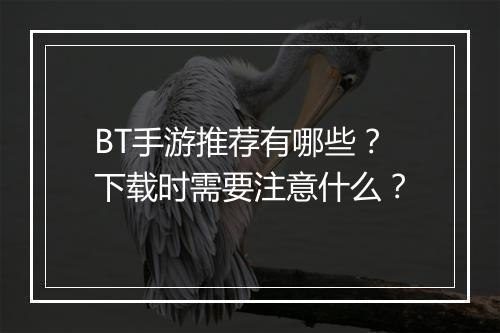 BT手游推荐有哪些？下载时需要注意什么？