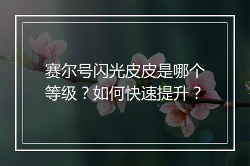 赛尔号闪光皮皮是哪个等级?如何快速提升?