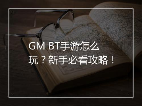GM BT手游怎么玩?新手必看攻略!