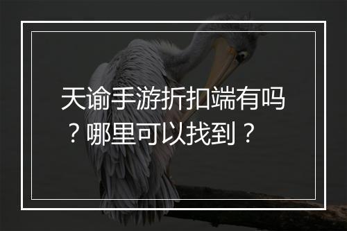 天谕手游折扣端有吗？哪里可以找到？