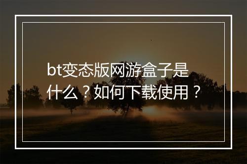 bt变态版网游盒子是什么？如何下载使用？