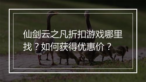 仙剑云之凡折扣游戏哪里找？如何获得优惠价？