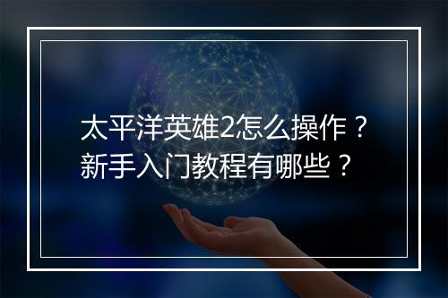 太平洋英雄2怎么操作？新手入门教程有哪些？
