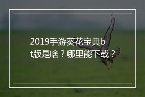 2019手游葵花宝典bt版是啥？哪里能下载？