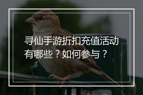 寻仙手游折扣充值活动有哪些？如何参与？