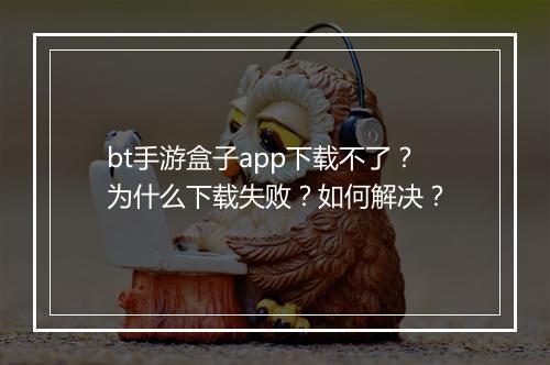 bt手游盒子app下载不了?为什么下载失败?如何解决?