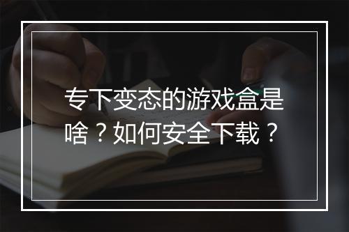 专下变态的游戏盒是啥?如何安全下载?