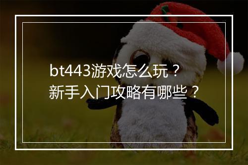 bt443游戏怎么玩?新手入门攻略有哪些?
