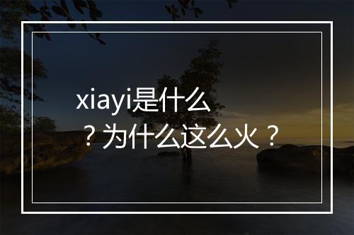 xiayi是什么？为什么这么火？