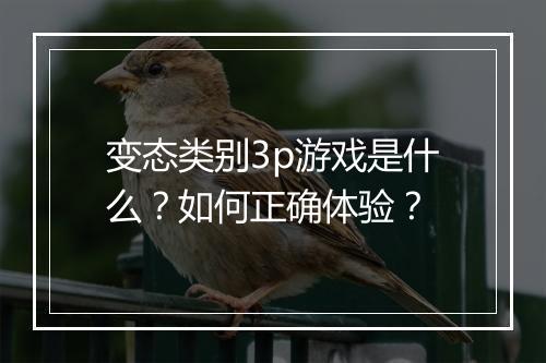 变态类别3p游戏是什么？如何正确体验？