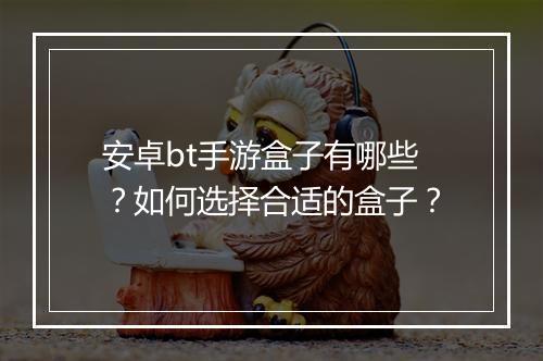 安卓bt手游盒子有哪些？如何选择合适的盒子？