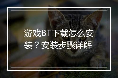 游戏BT下载怎么安装？安装步骤详解