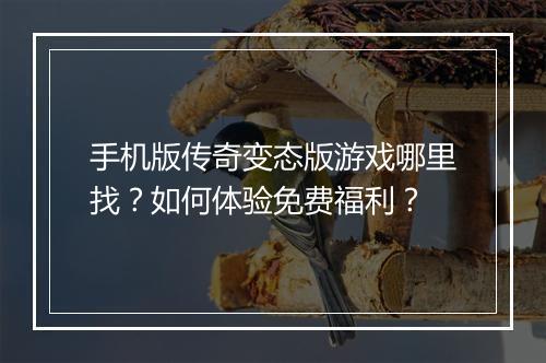 手机版传奇变态版游戏哪里找?如何体验免费福利?