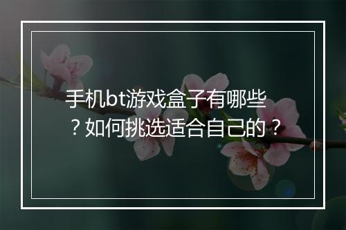 手机bt游戏盒子有哪些?如何挑选适合自己的?