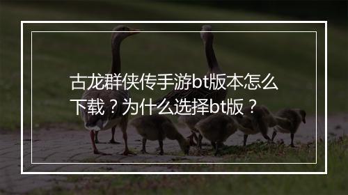 古龙群侠传手游bt版本怎么下载？为什么选择bt版？