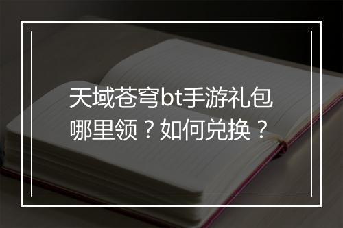天域苍穹bt手游礼包哪里领?如何兑换?