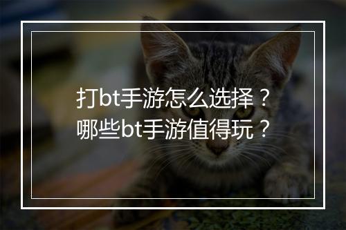 打bt手游怎么选择?哪些bt手游值得玩?
