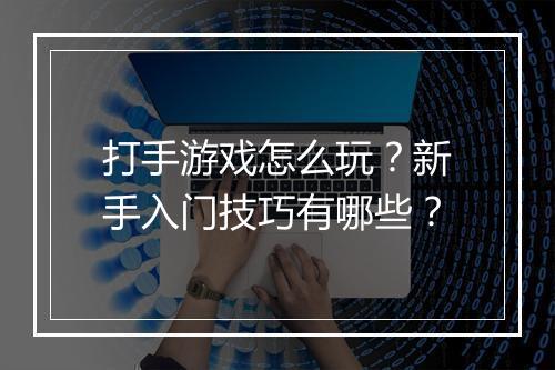打手游戏怎么玩？新手入门技巧有哪些？