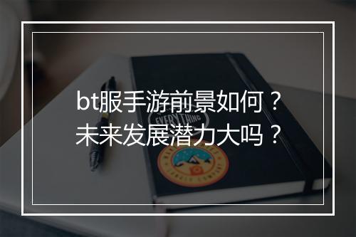 bt服手游前景如何？未来发展潜力大吗？