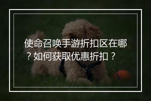 使命召唤手游折扣区在哪?如何获取优惠折扣?