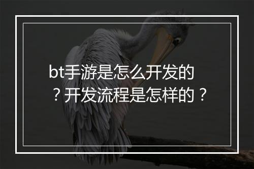 bt手游是怎么开发的？开发流程是怎样的？