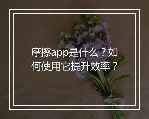 摩擦app是什么？如何使用它提升效率？