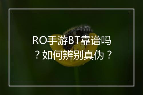 RO手游BT靠谱吗？如何辨别真伪？