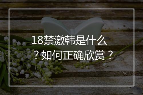 18禁激韩是什么？如何正确欣赏？