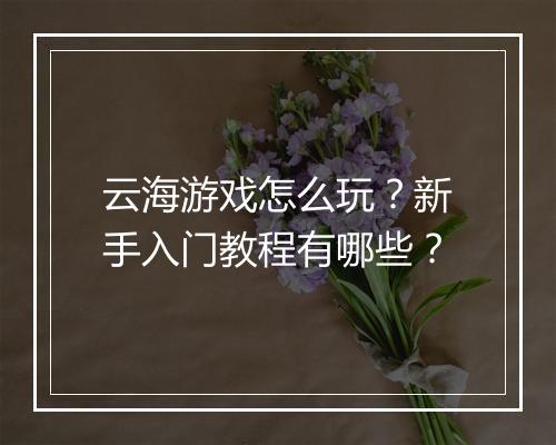 云海游戏怎么玩？新手入门教程有哪些？