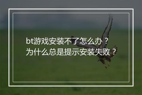 bt游戏安装不了怎么办？为什么总是提示安装失败？
