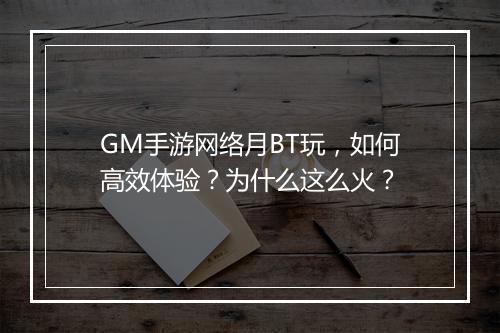 GM手游网络月BT玩,如何高效体验?为什么这么火?